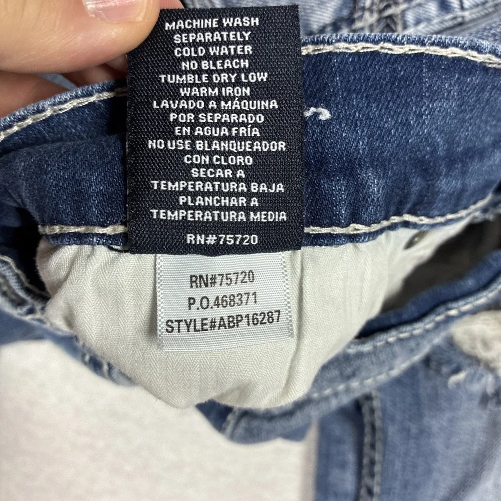 BKE Jake Straight Jeans Mens 34x30 Blue Medium Wash Denim Distressed Thrashed